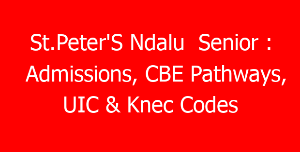 St.Peter’S Ndalu Senior : Admissions, CBE Pathways, UIC & Knec Codes