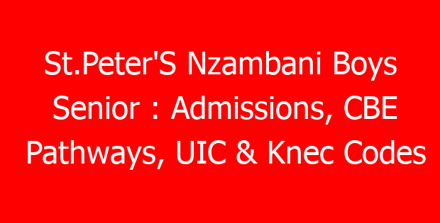 St.Peter’S Nzambani Boys Senior : Admissions, CBE Pathways, UIC & Knec Codes