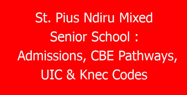St. Pius Ndiru Mixed Senior School : Admissions, CBE Pathways, UIC & Knec Codes