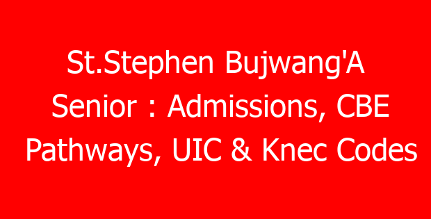 St.Stephen Bujwang’A Senior : Admissions, CBE Pathways, UIC & Knec Codes
