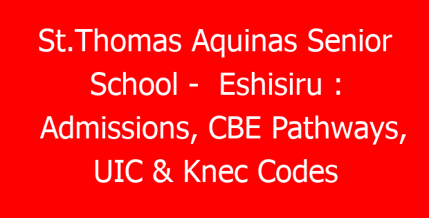 St.Thomas Aquinas Senior School – Eshisiru : Admissions, CBE Pathways, UIC & Knec Codes
