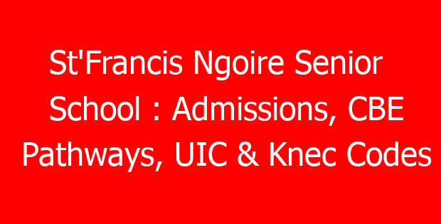 St’Francis Ngoire Senior School : Admissions, CBE Pathways, UIC & Knec Codes