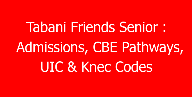 Tabani Friends Senior : Admissions, CBE Pathways, UIC & Knec Codes