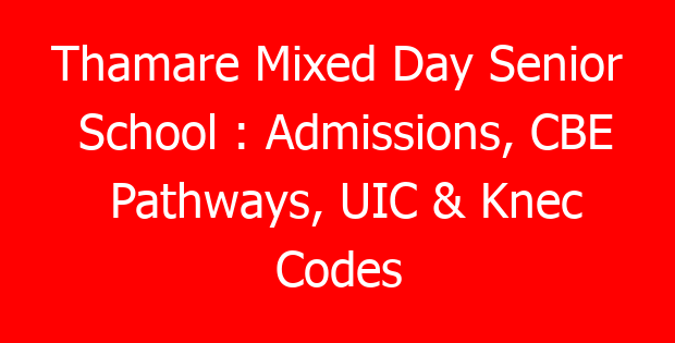 Thamare Mixed Day Senior School : Admissions, CBE Pathways, UIC & Knec Codes