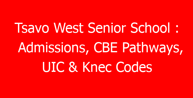 Tsavo West Senior School : Admissions, CBE Pathways, UIC & Knec Codes