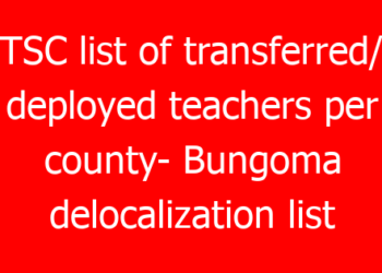 TSC list of transferred/ deployed teachers per county- Bungoma delocalization list