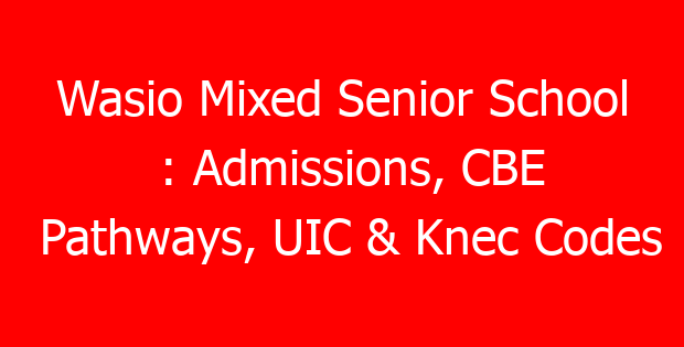 Wasio Mixed Senior School : Admissions, CBE Pathways, UIC & Knec Codes