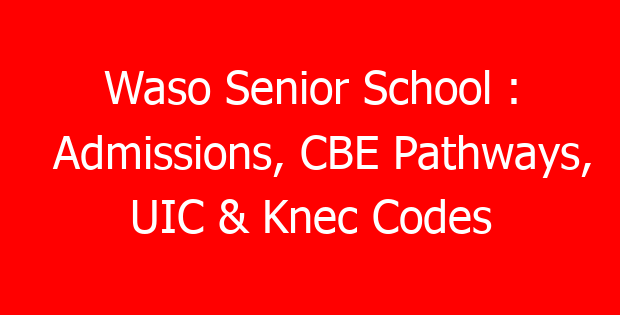 Waso Senior School : Admissions, CBE Pathways, UIC & Knec Codes