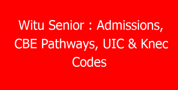 Witu Senior : Admissions, CBE Pathways, UIC & Knec Codes