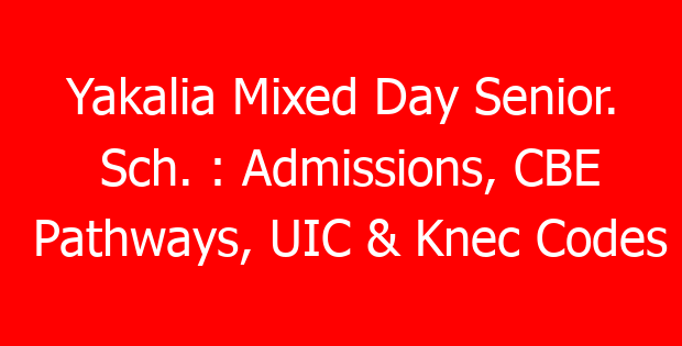 Yakalia Mixed Day Senior. Sch. : Admissions, CBE Pathways, UIC & Knec Codes