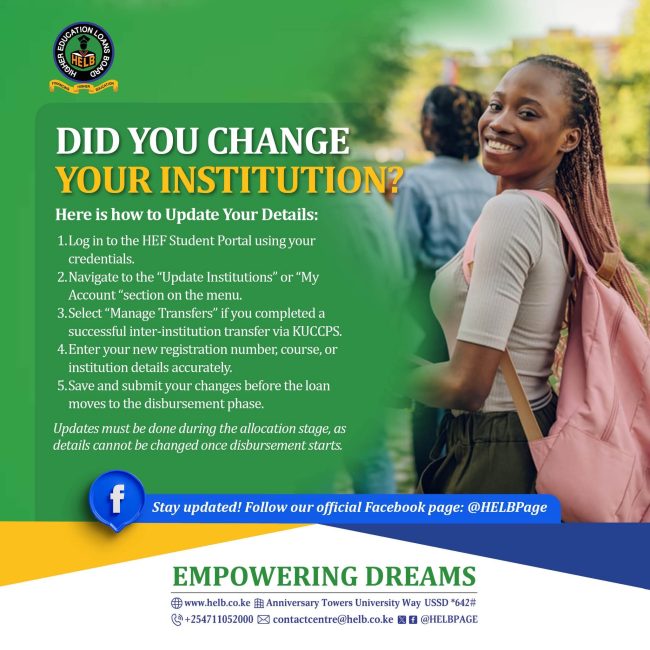 Changed University After Applying for HELB Loan? How to Update Your Institution Details on the HEF Portal