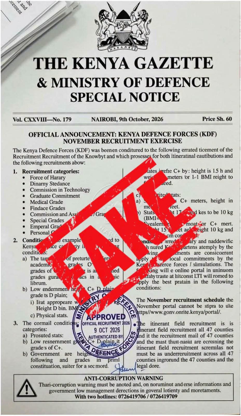 KDF Recruitment Alert: Kenya Defence Forces Warns Public Against Fake Job Adverts